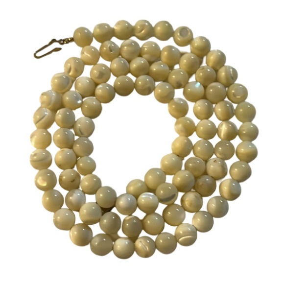 Vintage Art Deco MOP Mother Of Pearl Crystal Beaded Necklace - Picture 5 of 9